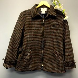 Worthington Essentials Women’s Houndstooth 100% Wool Jacket Coat Size 16 [dd]